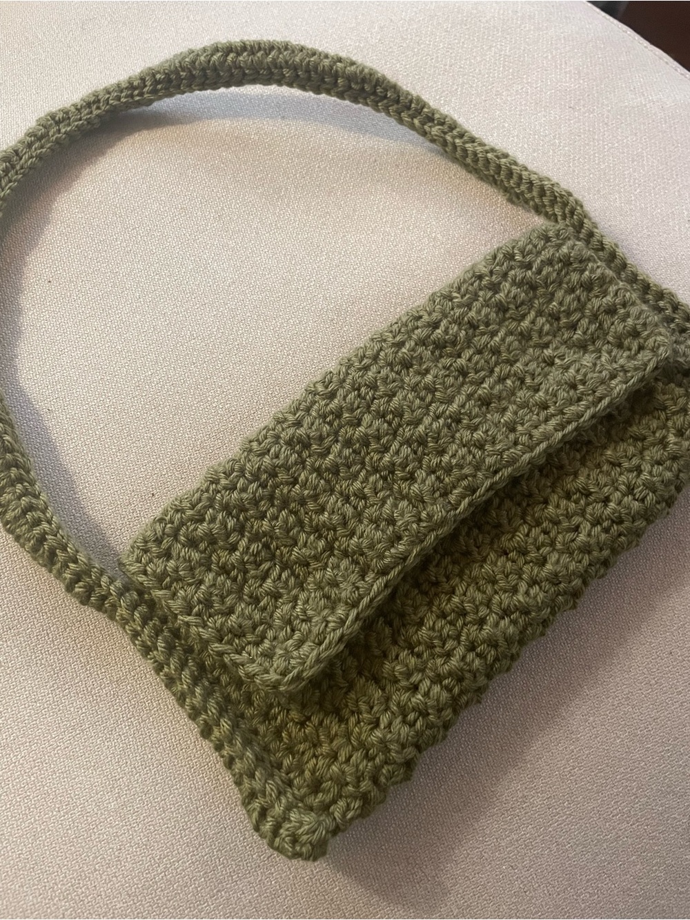 Handmade Olive Green Crochet Shoulder Bag